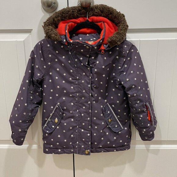 Mini Boden Other - Girls Boden Coat Kids Size 6-7 Purple with Stars & Matching Gloves